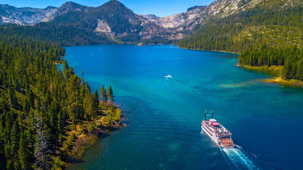 Lake Tahoe shoreline near the resorts and retail properties Benchmark Commercial Cleaning services
